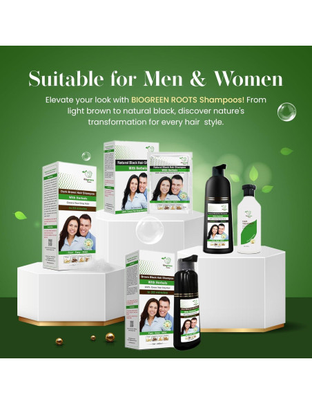 Champú Tinte Natural Biogreen Roots - Marrón Oscuro 10x25ml Champú Tinte Natural Biogreen Roots - Marrón Oscuro 10x25ml