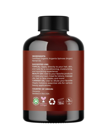 Aceite de Argán Orgánico Maple Holistics 118 ml - Hidratante Piel y Cabello Aceite de Argán Orgánico Maple Holistics 118 ml - Hidratante Piel y Cabello