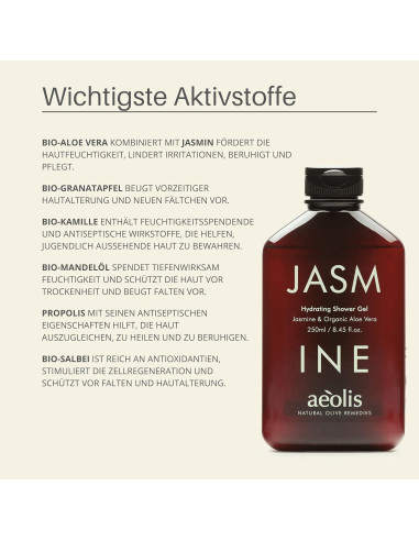 Gel de Ducha AEOLIS Jazmín y Aloe Vera 270 ml - Cuidado Natural