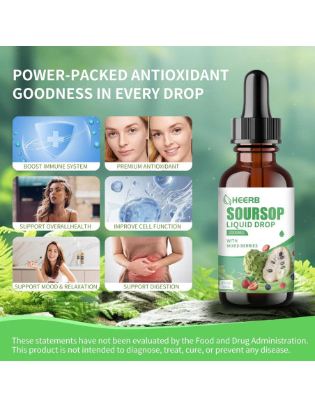 Gotas Líquidas de Soursop HEERB 60 ml - Multivitamínicas Orgánicas