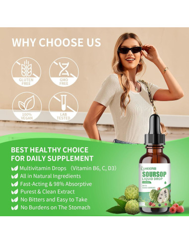 Gotas Líquidas de Soursop HEERB 60 ml - Multivitamínicas Orgánicas