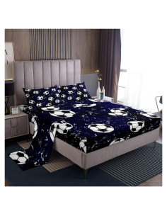 Juego de Sábanas de Fútbol Feelyou Completo 4 Piezas Azul