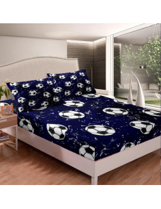 Juego de Sábanas de Fútbol Feelyou Completo 4 Piezas Azul 2