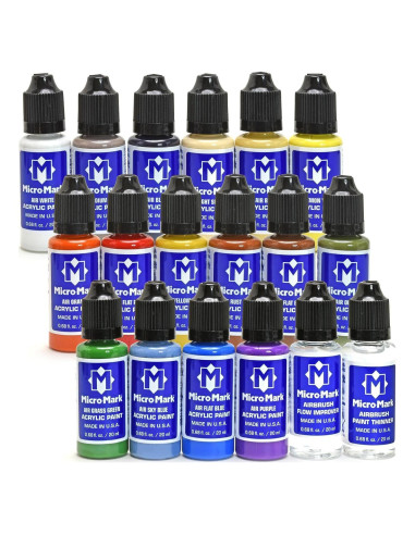 Juego de Pintura Acrílica Micro-Mark 20 ml para Aerógrafo - 16 Colores