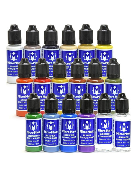Juego de Pintura Acrílica Micro-Mark 20 ml para Aerógrafo - 16 Colores Juego de Pintura Acrílica Micro-Mark 20 ml para Aerógrafo - 16 Colores