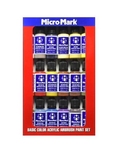 Juego de Pintura Acrílica Micro-Mark 20 ml para Aerógrafo - 16 Colores