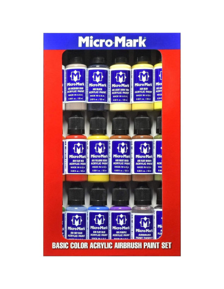 Juego de Pintura Acrílica Micro-Mark 20 ml para Aerógrafo - 16 Colores Juego de Pintura Acrílica Micro-Mark 20 ml para Aerógrafo - 16 Colores