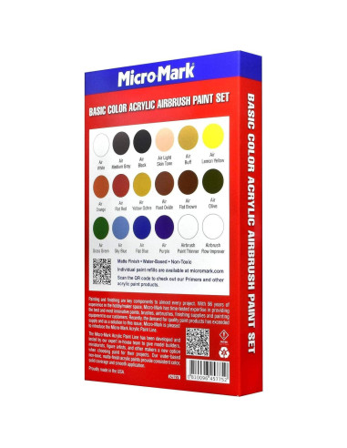 Juego de Pintura Acrílica Micro-Mark 20 ml para Aerógrafo - 16 Colores