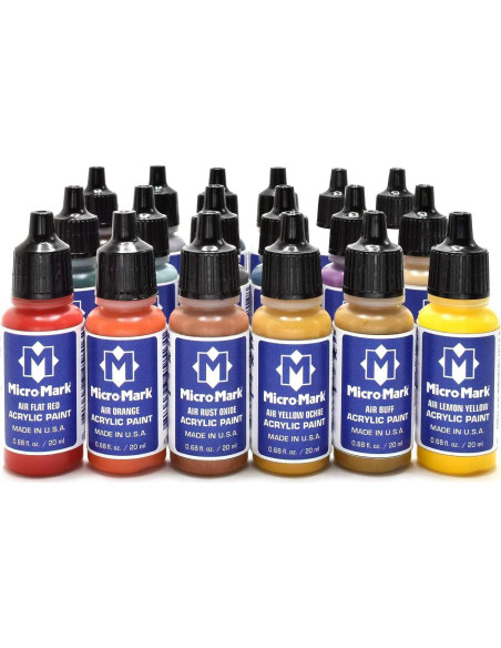 Juego de Pintura Acrílica Micro-Mark 20 ml para Aerógrafo - 16 Colores Juego de Pintura Acrílica Micro-Mark 20 ml para Aerógrafo - 16 Colores