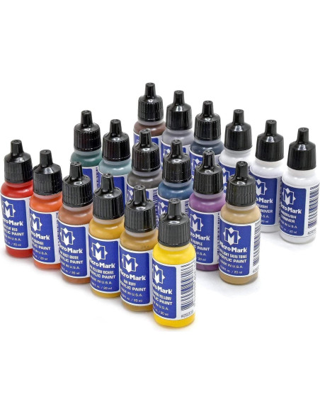 Juego de Pintura Acrílica Micro-Mark 20 ml para Aerógrafo - 16 Colores Juego de Pintura Acrílica Micro-Mark 20 ml para Aerógrafo - 16 Colores