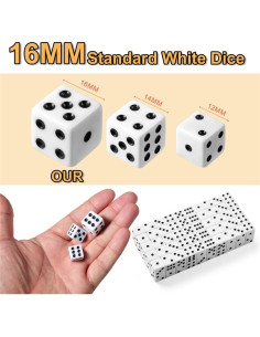 Juego de 100 Dados Blancos 16mm SLSESIN con Bolsa de Almacenamiento 2