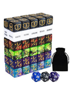 Set de 63 Contadores de Dados MTG con Bolsa de Terciopelo