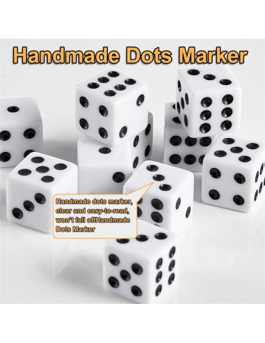Juego de 100 Dados Blancos 16mm SLSESIN con Bolsa de Almacenamiento