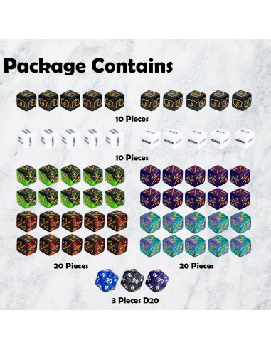 Set de 63 Contadores de Dados MTG con Bolsa de Terciopelo