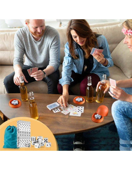 Juego de 100 Dados Blancos 16mm SLSESIN con Bolsa de Almacenamiento