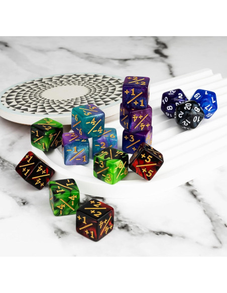 Set de 63 Contadores de Dados MTG con Bolsa de Terciopelo