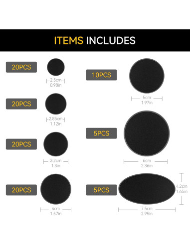 100PCS Bases Miniatura Negras FIGURESLAB 7 Tamaños para Juegos