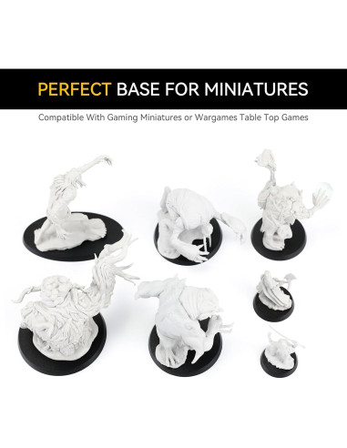 100PCS Bases Miniatura Negras FIGURESLAB 7 Tamaños para Juegos