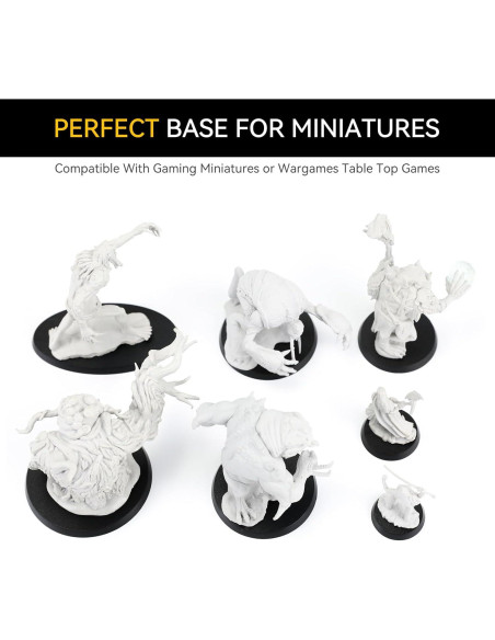 100PCS Bases Miniatura Negras FIGURESLAB 7 Tamaños para Juegos