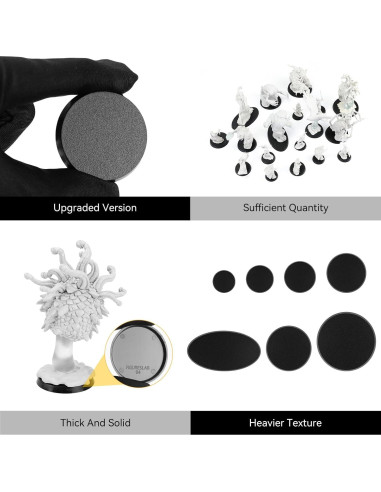 100PCS Bases Miniatura Negras FIGURESLAB 7 Tamaños para Juegos