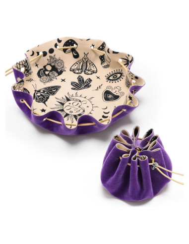 Bolsa de Cuerda y Bandeja de Dados CiyvoLyeen Púrpura 24.6cm