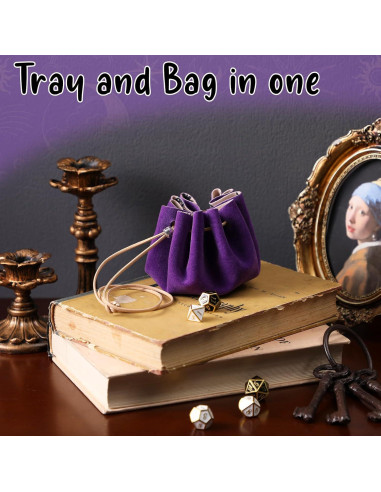 Bolsa de Cuerda y Bandeja de Dados CiyvoLyeen Púrpura 24.6cm
