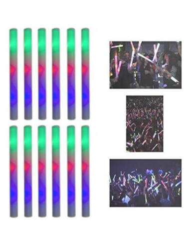 Palos de Espuma Iluminados Super Z Outlet LED 3 Modos 12 Unidades