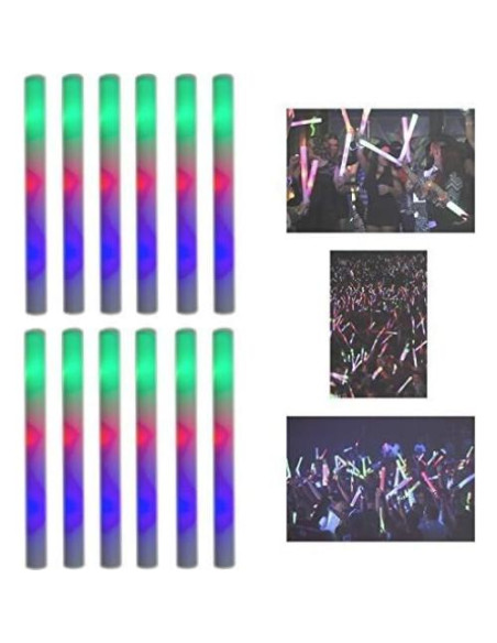 Palos de Espuma Iluminados Super Z Outlet LED 3 Modos 12 Unidades