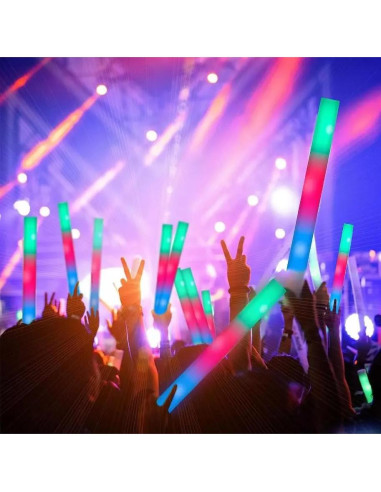 Palos de Espuma Iluminados Super Z Outlet LED 3 Modos 12 Unidades