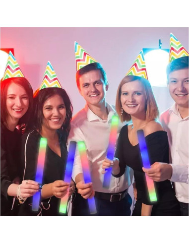 Palos de Espuma Iluminados Super Z Outlet LED 3 Modos 12 Unidades