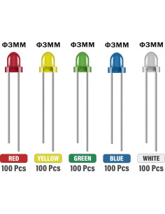 Kit de Diodos LED 3MM ALLECIN 500pcs 5 Colores Bajo Voltaje 2