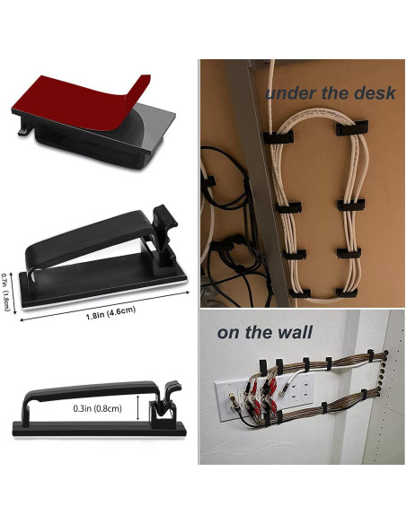 Clips de Gestión de Cables SOULWIT 50 Pcs Negro