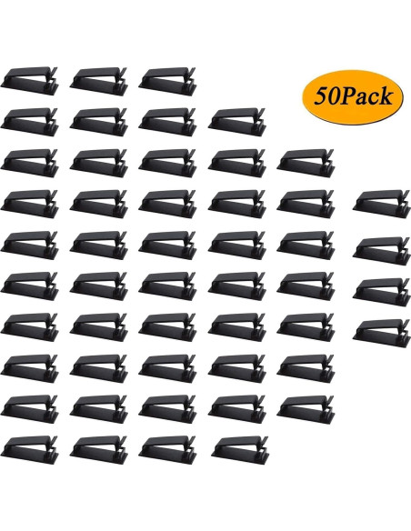 Clips de Gestión de Cables SOULWIT 50 Pcs Negro