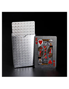 Baraja de Cartas Impermeables PMLAND Plateadas con Foil Dorado