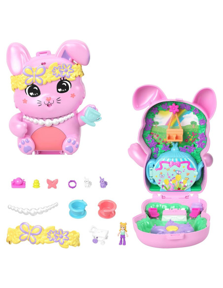 Muñecas Polly Pocket Compacto Fiesta de Té Conejito con Accesorios