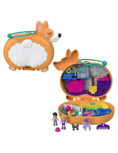 Polly Pocket Corgi Cuddles Hotel para Mascotas con 2 Figuras