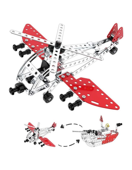 Kit de Construcción 2 en 1 UMESEE Barco de Guerra y Jet Metal