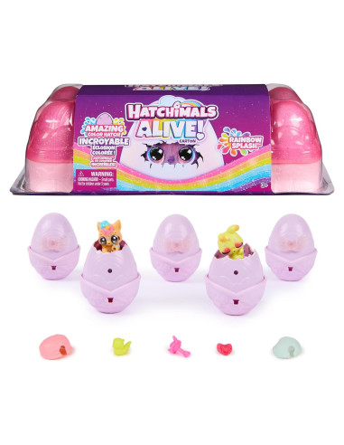 Hatchimals Alive Cartón de Huevo Splash Arcoíris con 5 Figuras