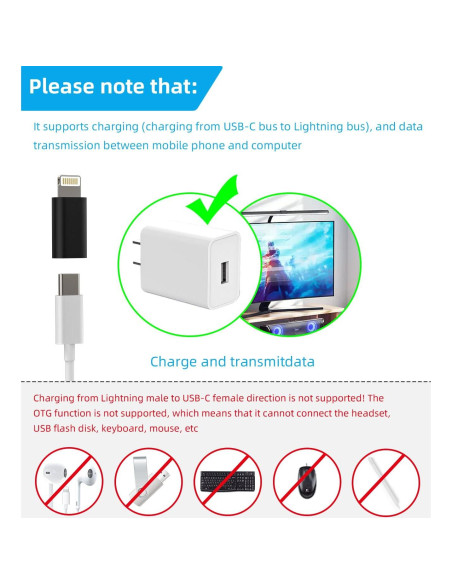 Adaptador USB C a Lightning HOYULLI 3 paquetes MFi