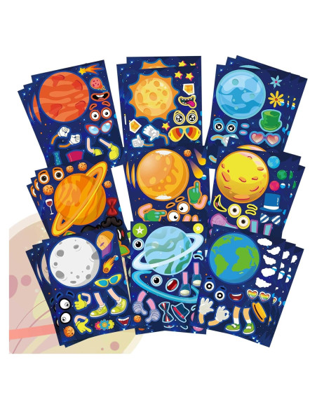 27 Hojas de Stickers Espaciales DUJAA para Niños - Sistema Solar