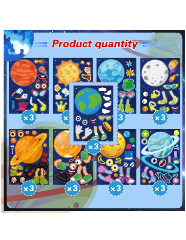 27 Hojas de Stickers Espaciales DUJAA para Niños - Sistema Solar