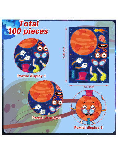 27 Hojas de Stickers Espaciales DUJAA para Niños - Sistema Solar