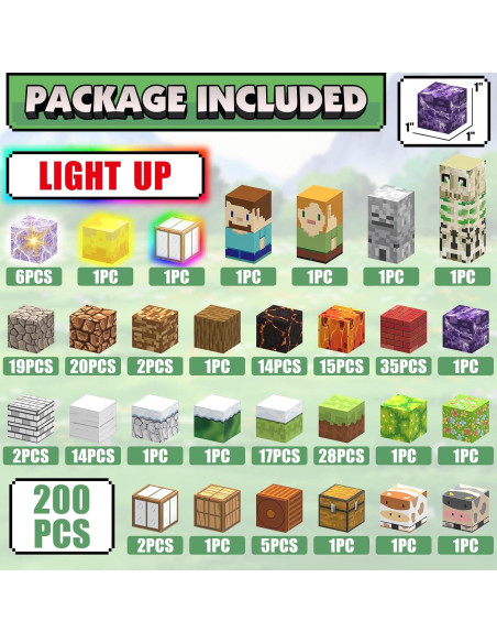 Juego de Bloques Magnéticos AIDYVOI 200PCS con Luz 3D Juego de Bloques Magnéticos AIDYVOI 200PCS con Luz 3D