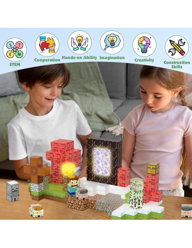 Juego de Bloques Magnéticos AIDYVOI 200PCS con Luz 3D