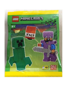 Minifigura LEGO Minecraft Steve con Creeper y TNT - 5 cm 2