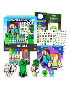 Conjunto de cuadernos de arte Minecraft - 3 piezas con calcomanías