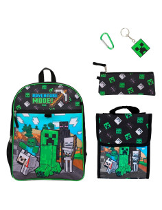 Set de 5 Piezas Minecraft: Mochila 40.64 cm, Estuche, Lonchera
