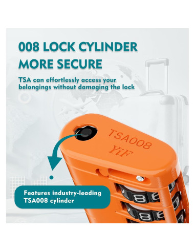 Candado de Maleta TSA ANVIL 4 Dígitos Naranja - Seguridad Avanzada