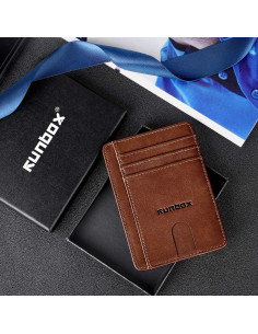 Cartera delgada RUNBOX de cuero con bloqueo RFID - Negro 2