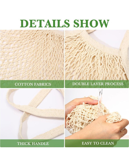 Woanger 24 Bolsas de Compras de Malla de Algodón Reutilizables Woanger 24 Bolsas de Compras de Malla de Algodón Reutilizables